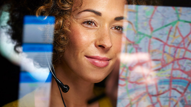 woman looking at map