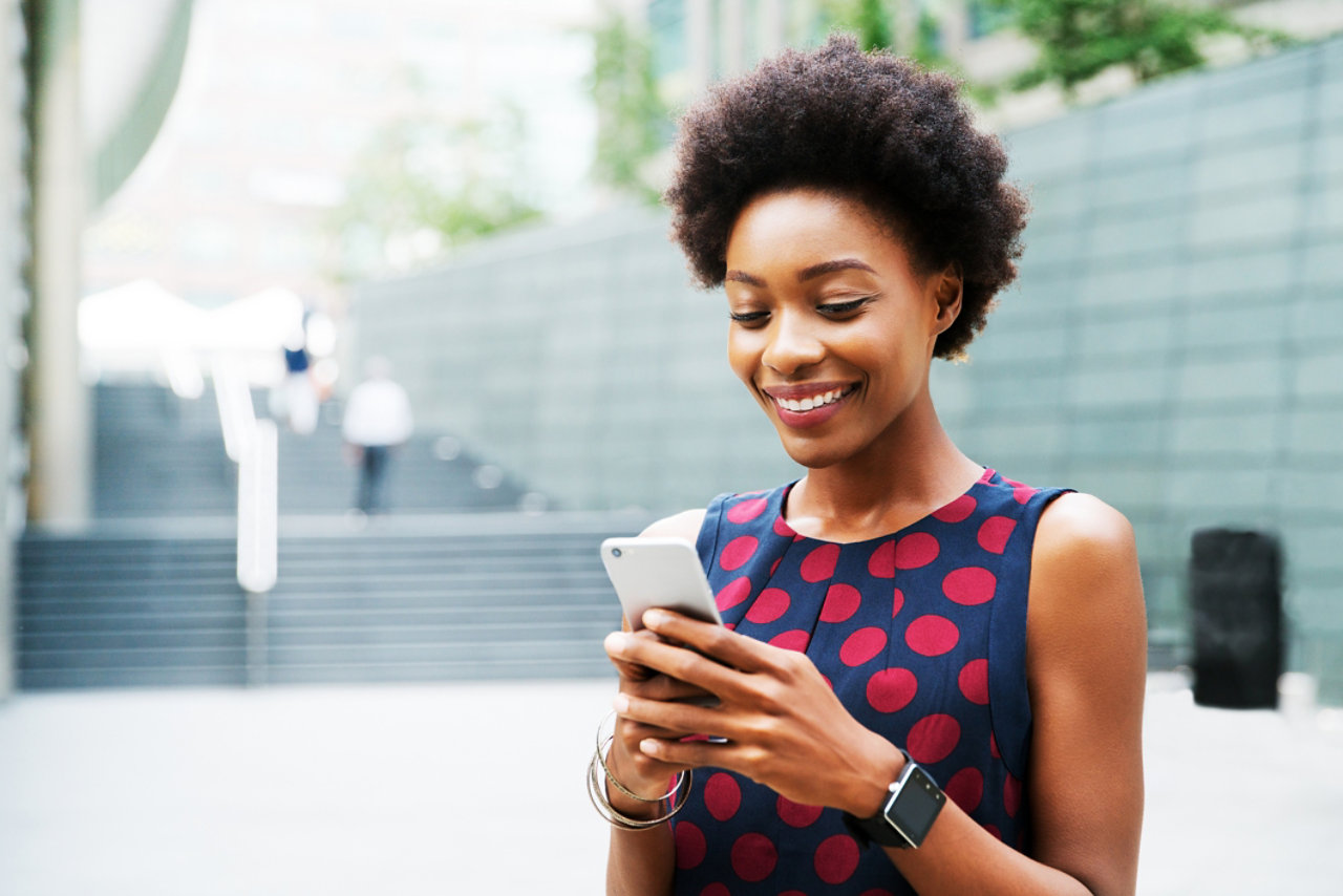 Woman using smartphone