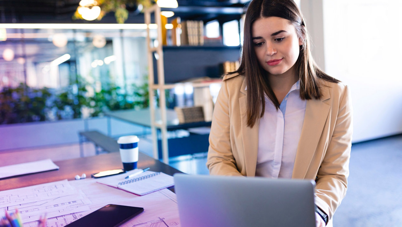 woman working on her laptop