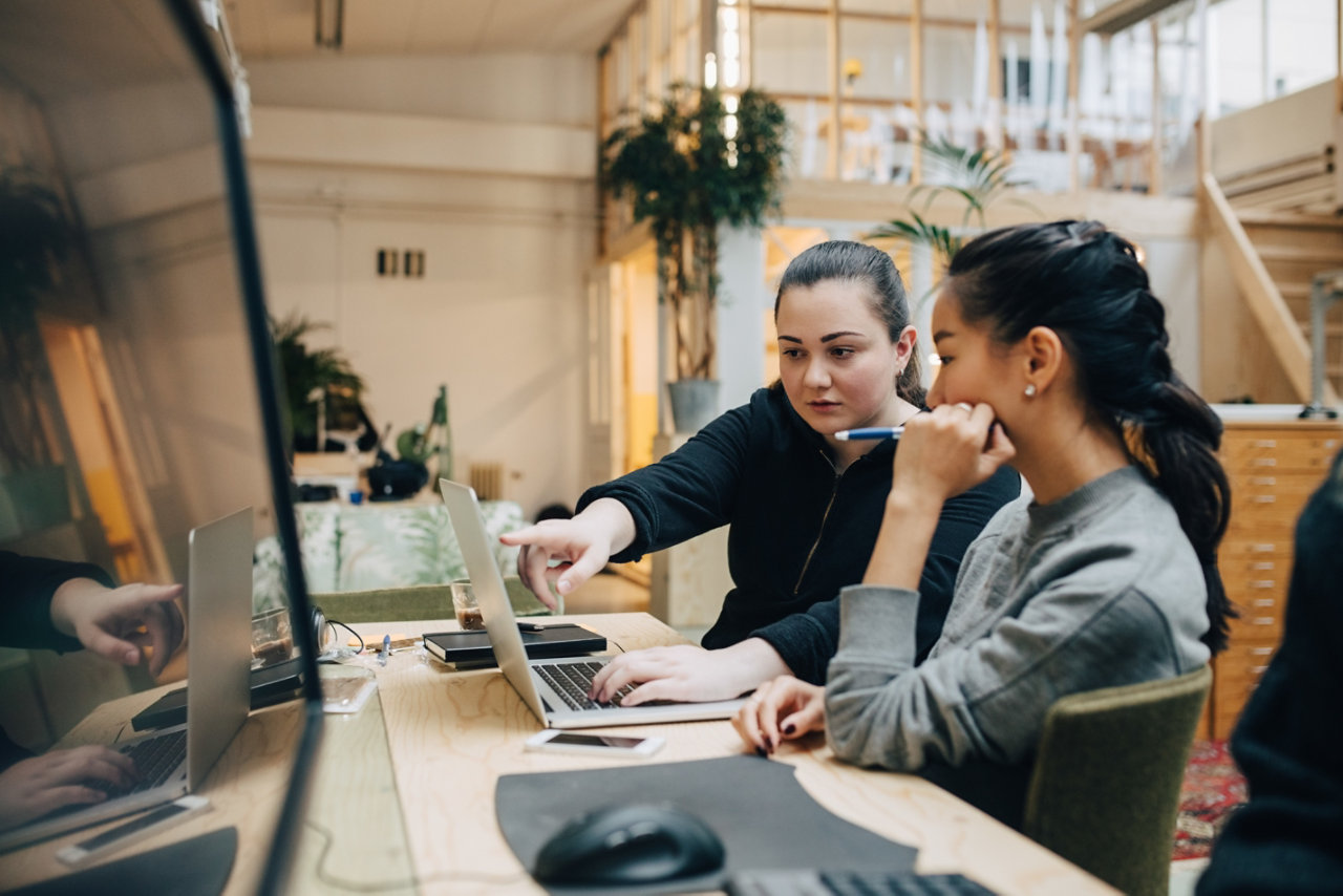 Women working at PC