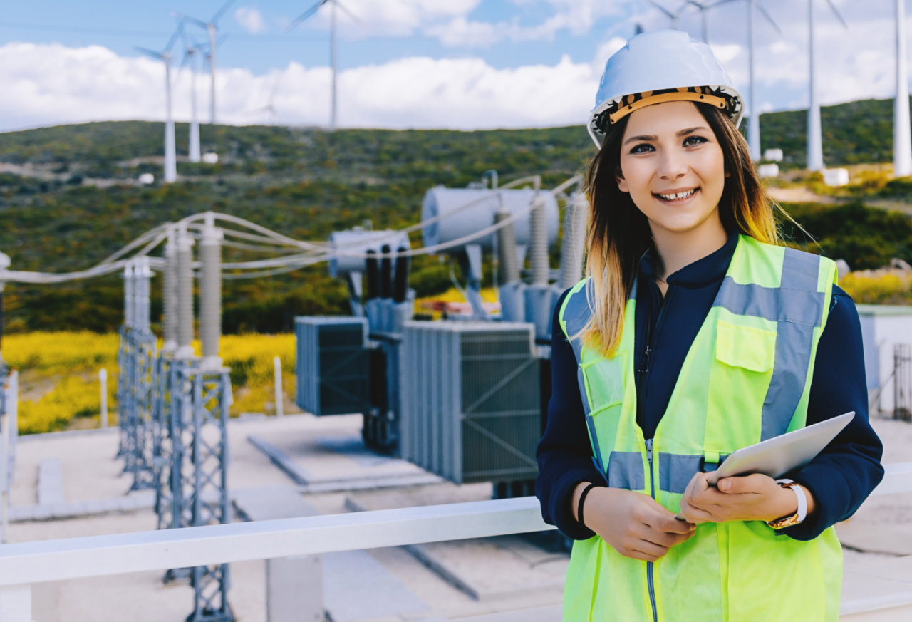 Young confident female engineer