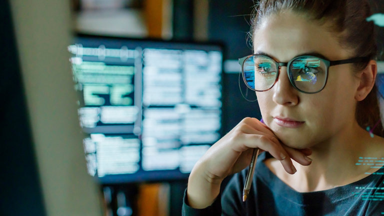 Woman using a computer